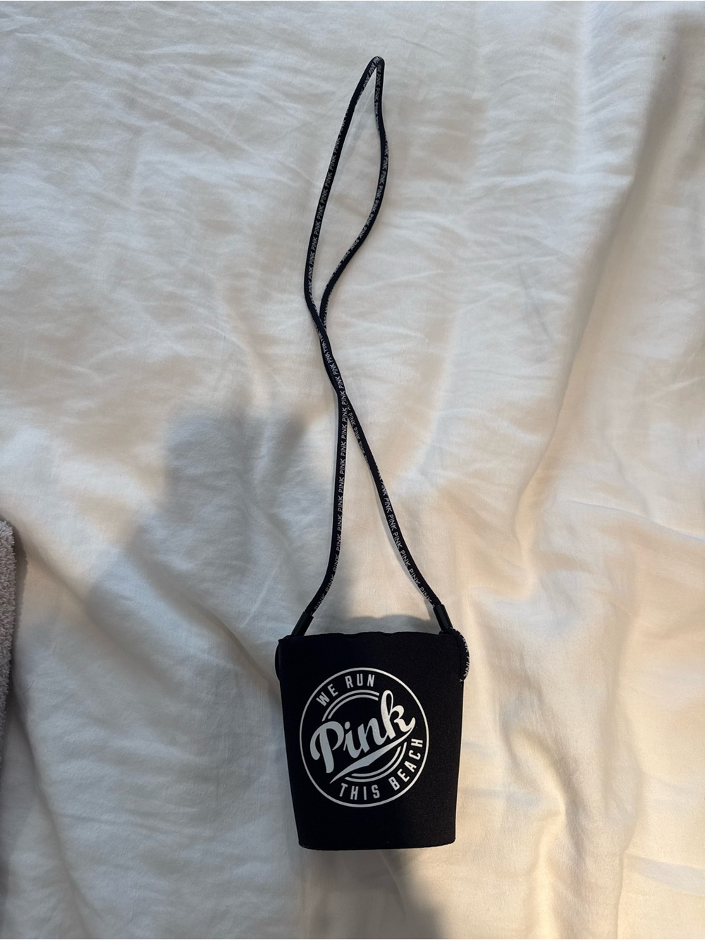 PINK Victoria's Secret Black Logo Crossbody Cup Holder